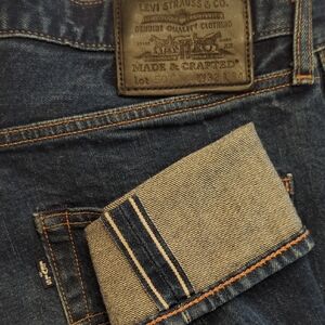Levis 501  Made and Crafted Jeans Mens 32x34 Blue  Original Selvedge Button Fly